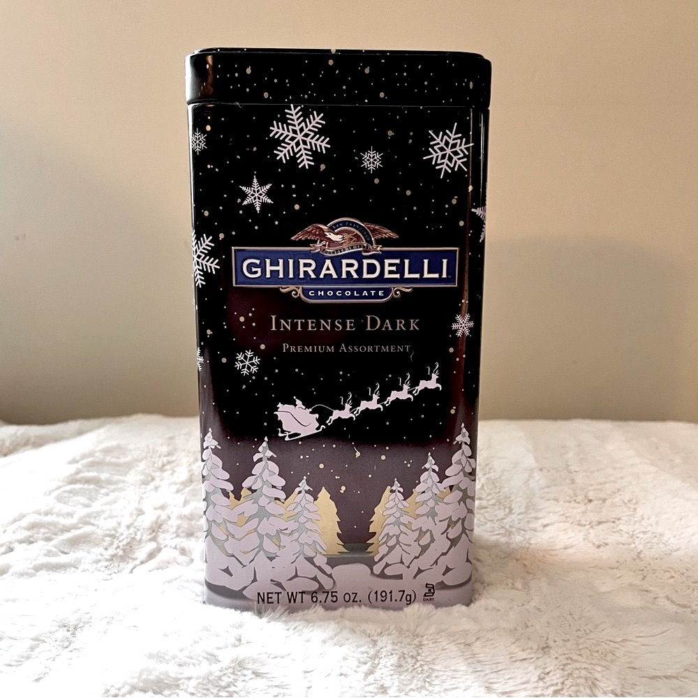 Ghirardelli Dark Chocolate Winter Holiday Collectible Tin Container Gift Box